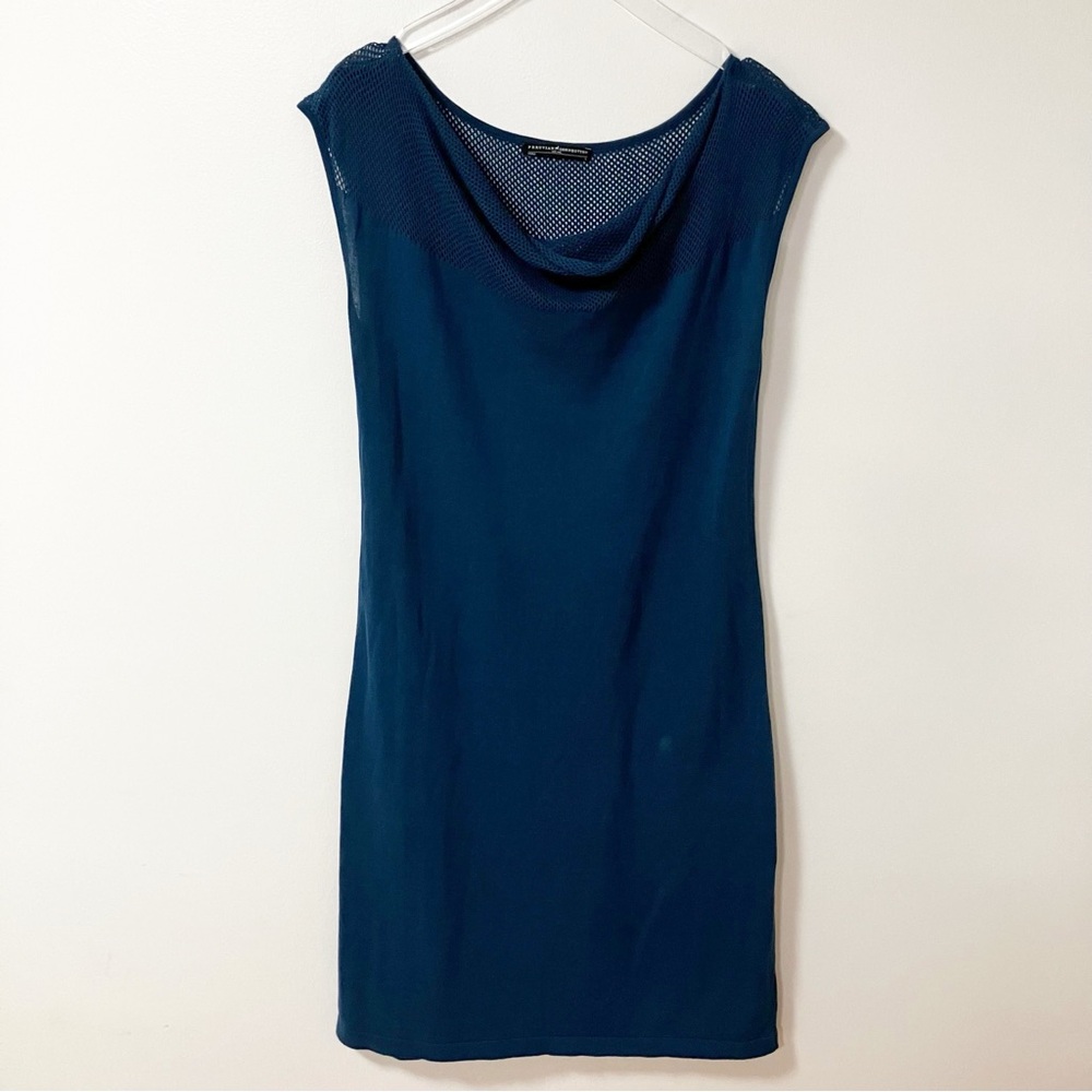 Peruvian Connection | Blue Cowl Neck Pima Cotton Dress L Boho Chic Minimalist